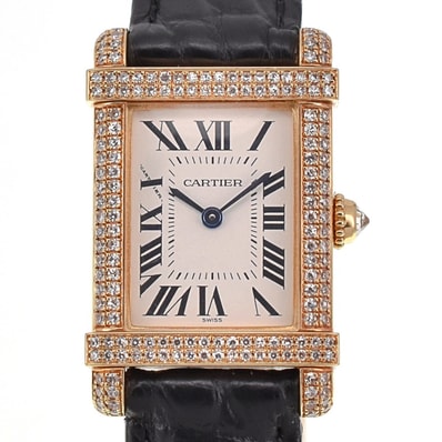 カルティエ CARTIER WA102231 タンクシノワーズ K18YG ダイヤモンドベゼル クォーツ レディース 美品 保証書付き Z#138335