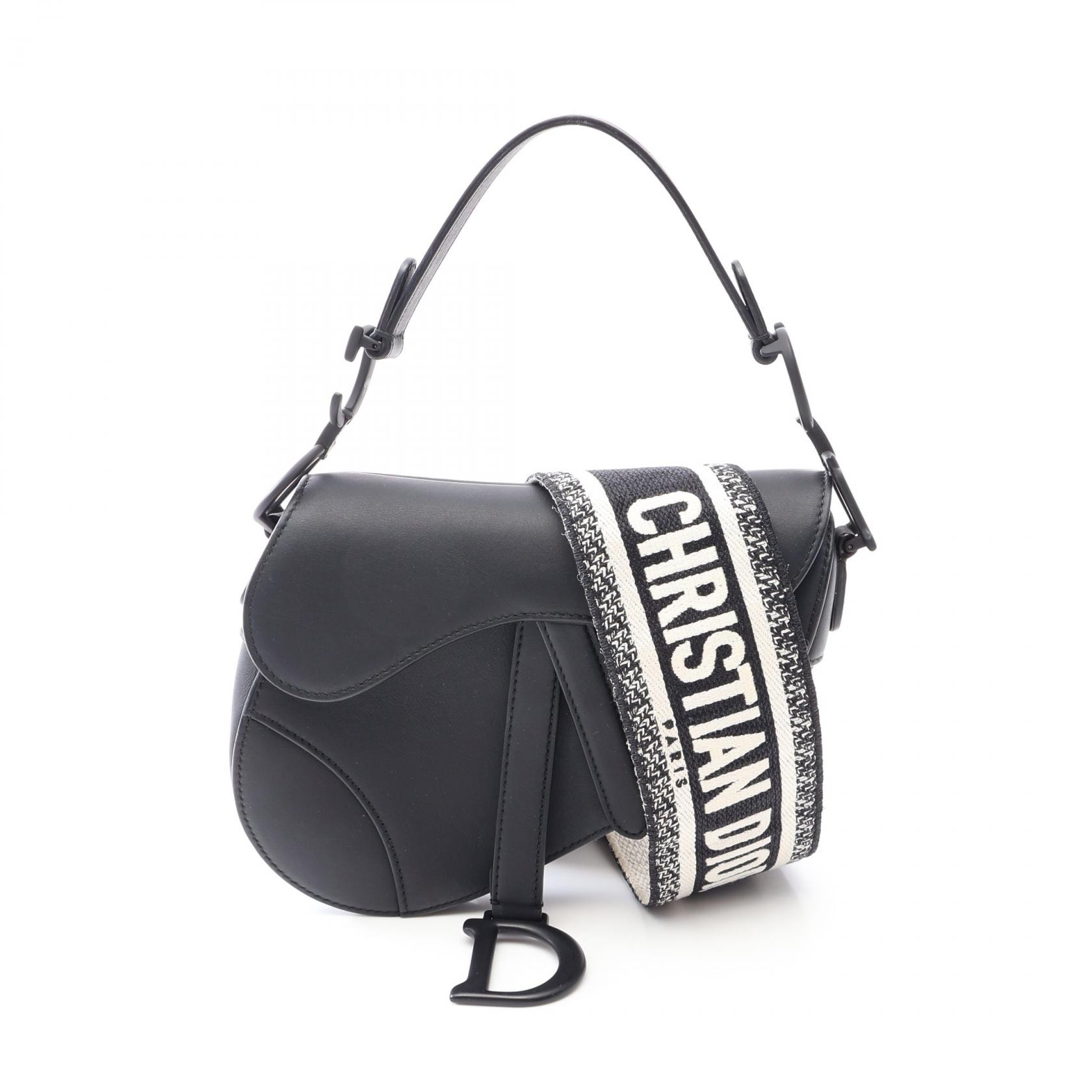 ディオール Dior サドルバッグ ミニ 2WAY ハンドバッグ バッグ レザー レディース ブラック系 【中古】