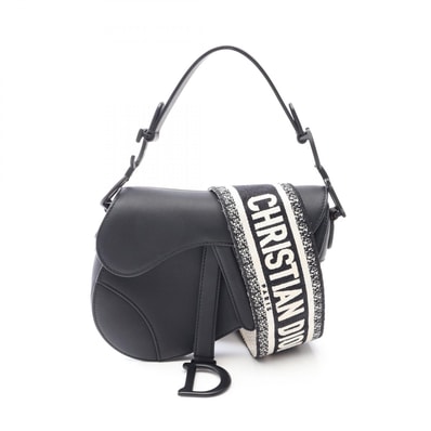 ディオール Dior サドルバッグ ミニ 2WAY ハンドバッグ バッグ レザー レディース ブラック系 【中古】