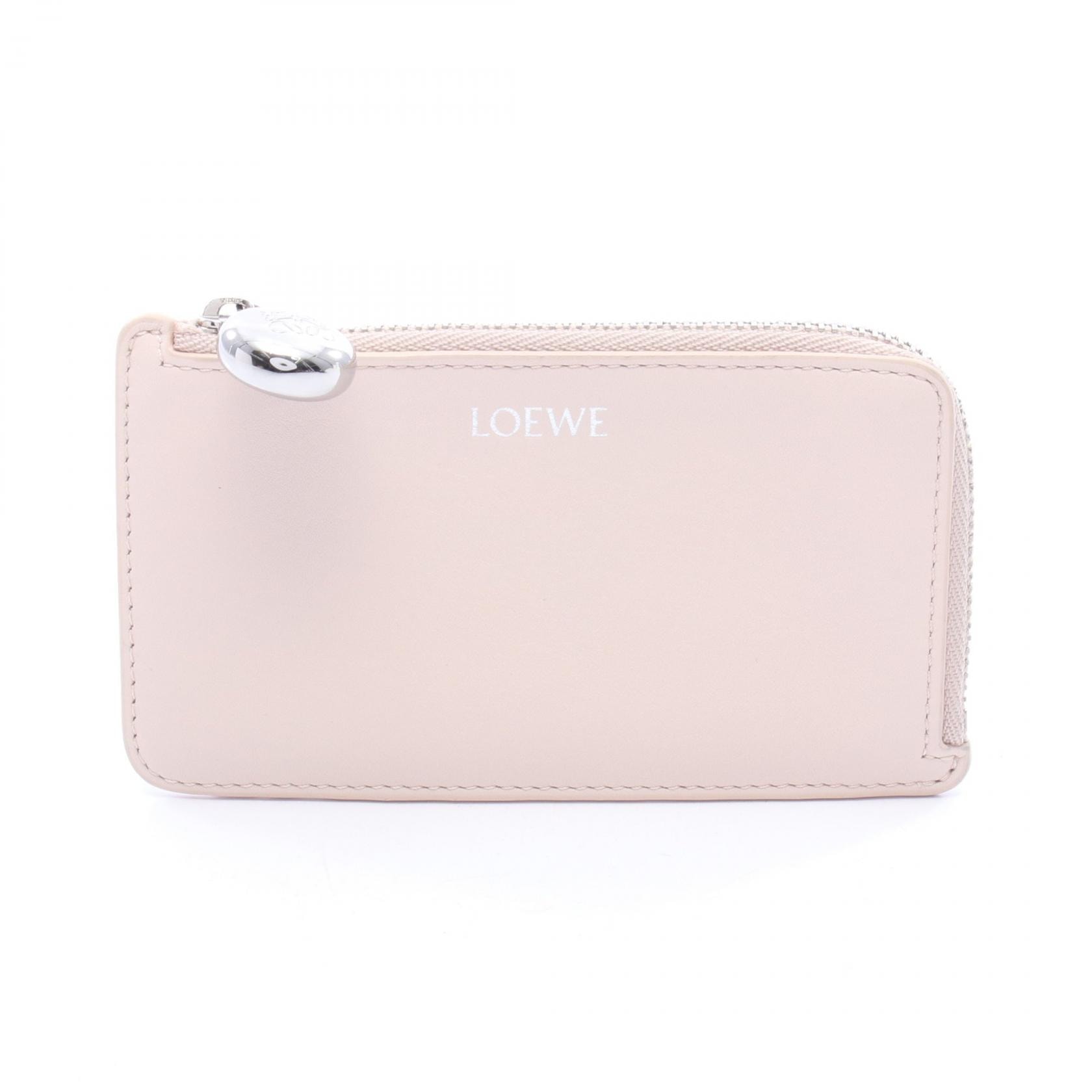 ロエベ LOEWE ペブル カードケース コインケース 財布 レザー レディース ピンク系 【中古】