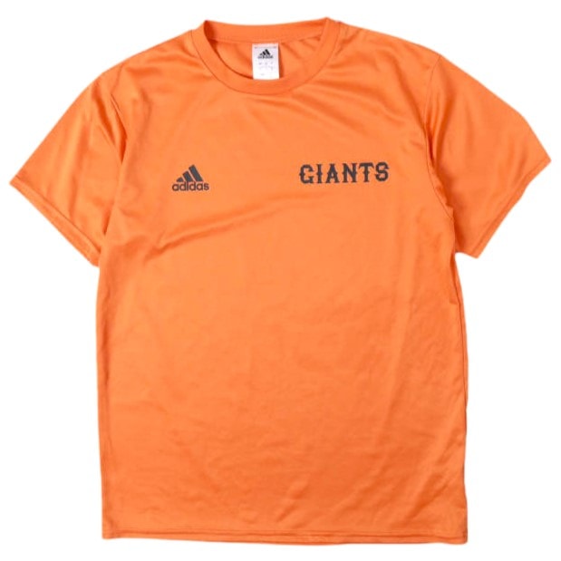 adidas x 読売ジャイアンツ アディダス 巨人軍 別注 速乾素材 ポリエステルメッシュ ロゴTシャツ JD0021 O(XL) ORANGE 半袖 トップス g14038