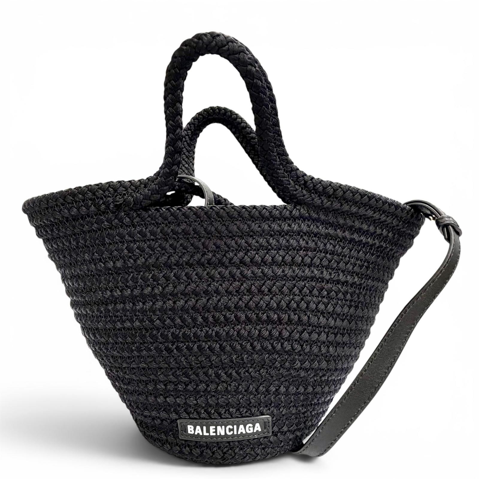 極美品 バレンシアガ ロゴ 2WAY バスケットバッグ ブラック 695612