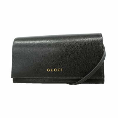 【6ke5591】グッチ ショルダーバッグ レディレタリング 874731 レザー ブラック ゴールド金具【中古】レディース
