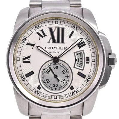 値下 カルティエ CARTIER W7100015 カリブル・ドゥ・カルティエ スモールセコンド デイト 自動巻き メンズ A#143882