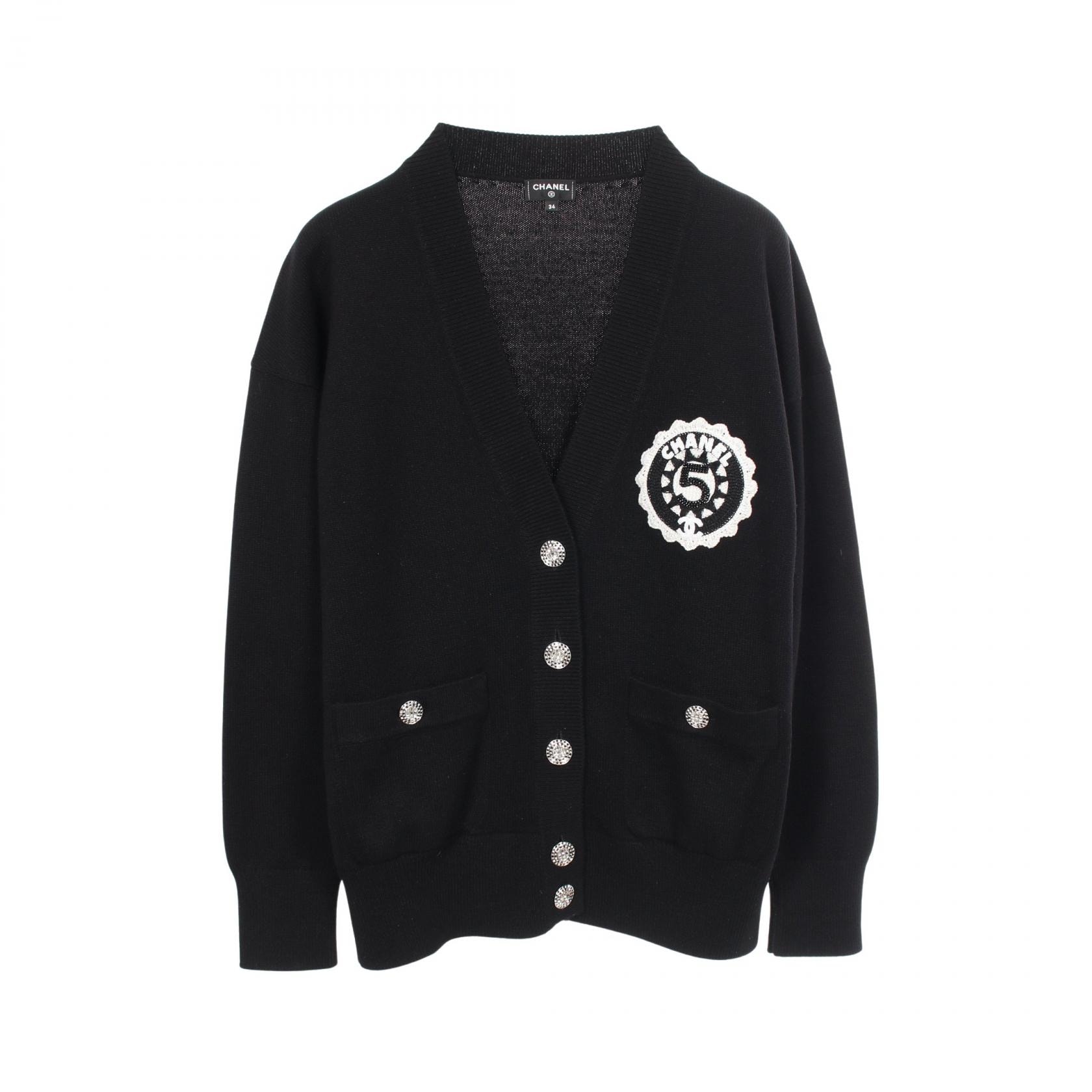 シャネル CHANEL ココマークボタン ワッペン カーディガン 衣料品 トップス カシミヤ レディース ブラック系 【中古】