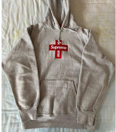 Supreme Cross Box Logo Hooded Sweatshirt "Grey"