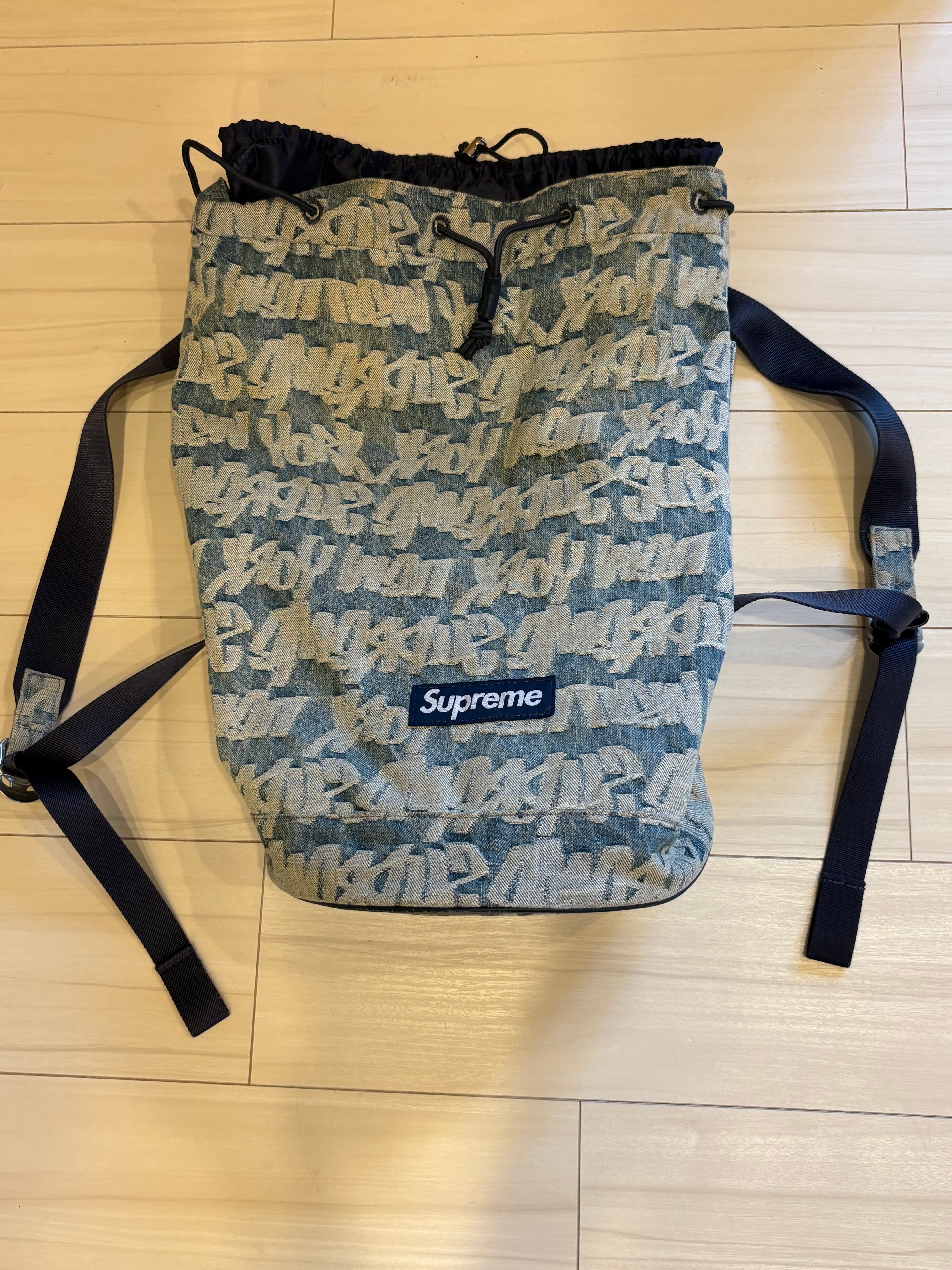 Supreme Fat Tip Jacquard Denim Backpack "Blue"