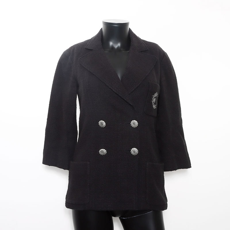 シャネル CHANEL Size:34 ツイード ココマーク刺繍 P43057V31742 コットン ダブル ジャケット【中古】