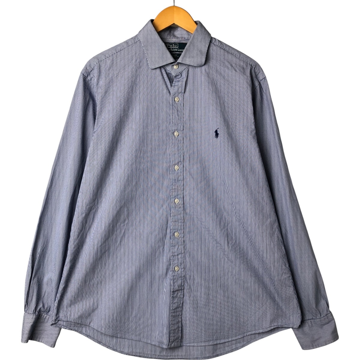 古着 ラルフローレン POLO by Ralph Lauren REDENT CUSTOM FIT ワイドカラー 長袖 ストライプシャツ メンズXL相当/eaa547836