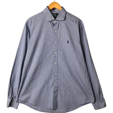 古着 ラルフローレン POLO by Ralph Lauren REDENT CUSTOM FIT ワイドカラー 長袖 ストライプシャツ メンズXL相当/eaa547836