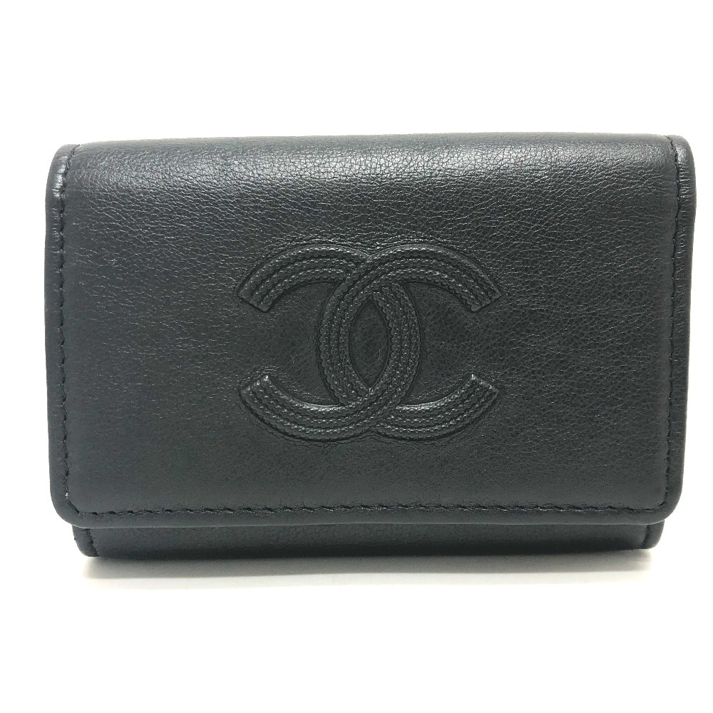 シャネル CHANEL 4連 キーリング付き ココマーク キーケース キーケース レザー ブラック