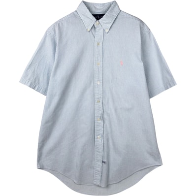 古着 ラルフローレン Ralph Lauren シアサッカー 半袖 ボタンダウン ストライプシャツ メンズL相当/eaa644875