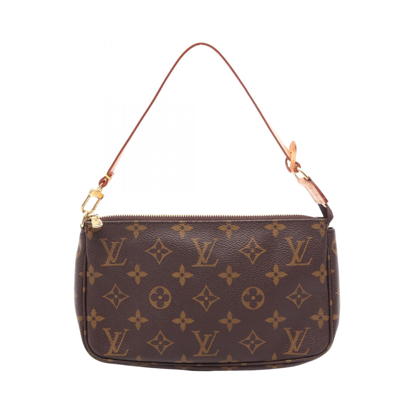 ルイ・ヴィトン LOUIS VUITTON ポシェットアクセソワール モノグラム ハンドバッグ バッグ PVCコーティングキャンバス レザー モノグラム レディース ブラウン系 M51980 【中古】
