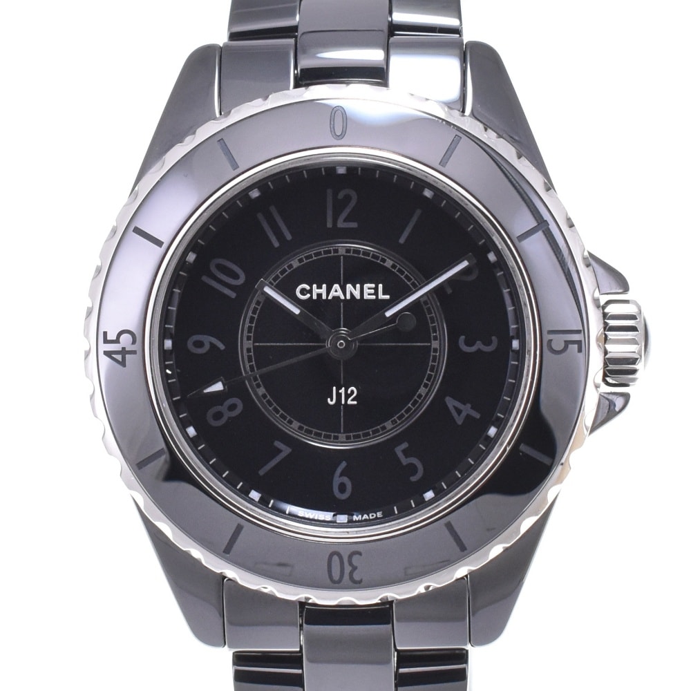 シャネル CHANEL H6346 J12 ファントム 世界限定1200本 ブラック クォーツ レディース 美品 保証書付き 腕時計 ▢#143357