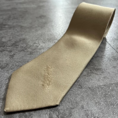 【POLO RALPH LAUREN】ポロラルフローレン 無地 ソリッド レップ 織柄 ネクタイ シャンパンゴールド ベージュ シルク100% 日本製 メンズ