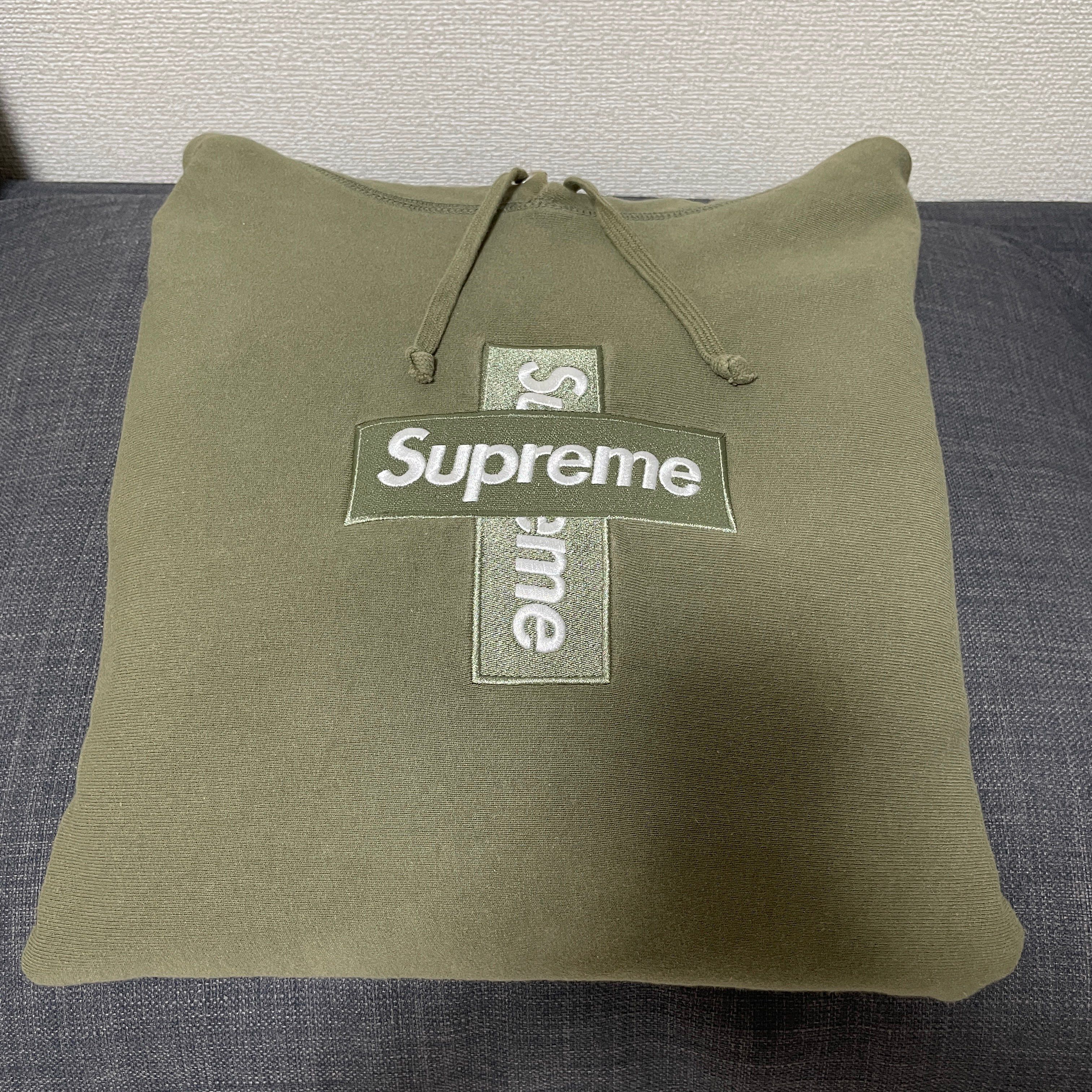 Supreme Cross Box Logo Hooded Sweatshirt "Light Olive"
