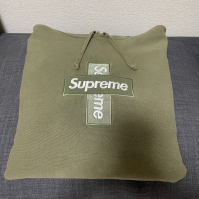 Supreme Cross Box Logo Hooded Sweatshirt "Light Olive"