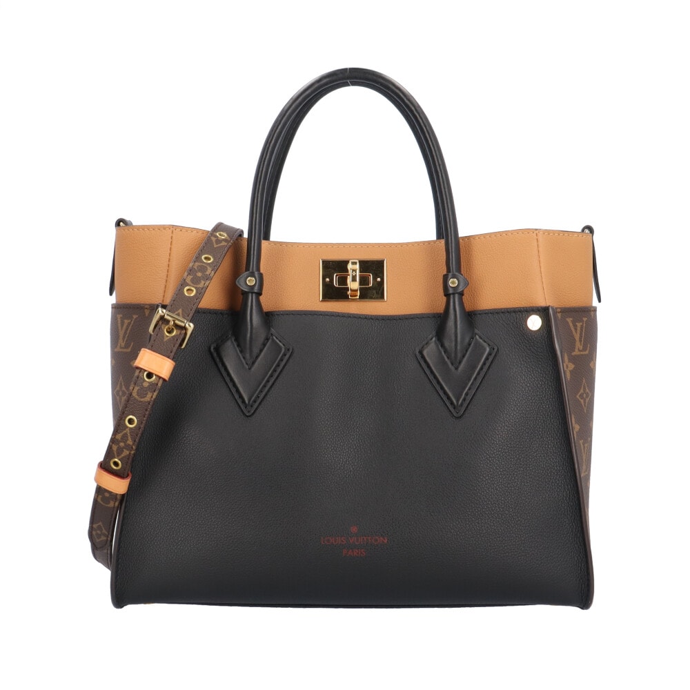 ルイヴィトン オンマイサイドMM ショルダーバッグ レザー M53823 ブラック レディース LOUIS VUITTON  中古