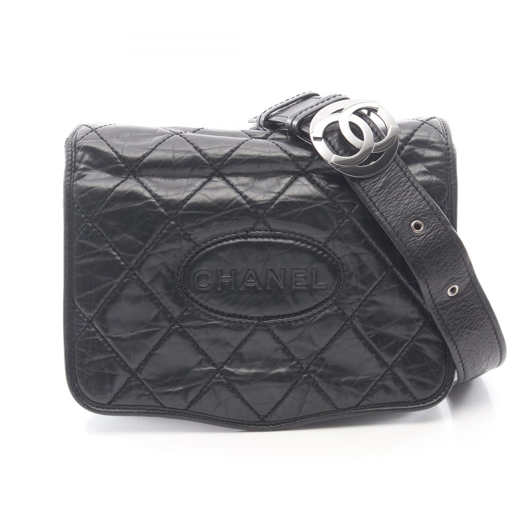 シャネル CHANEL ワイルドステッチ ショルダーバッグ バッグ カーフ(牛革) レディース ブラック系 【中古】