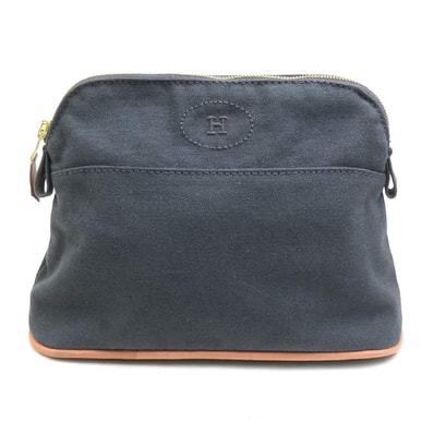 エルメス HERMES ポーチ ボリードポーチ コットン グレー ゴールド レディース【中古】 e61761a