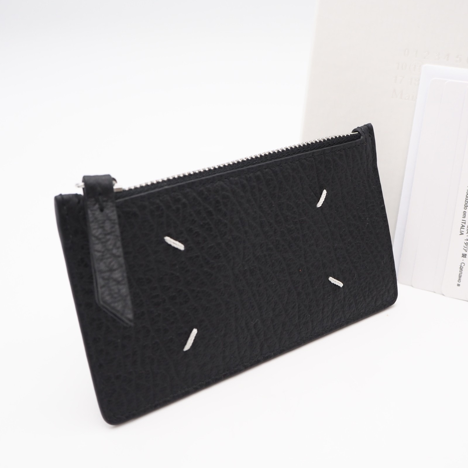 未使用 MAISON MARGIELA メゾンマルジェラ 4ステッチ コインケース S56UI0143 コインケース ブラック ホワイト カーフレザー メンズ