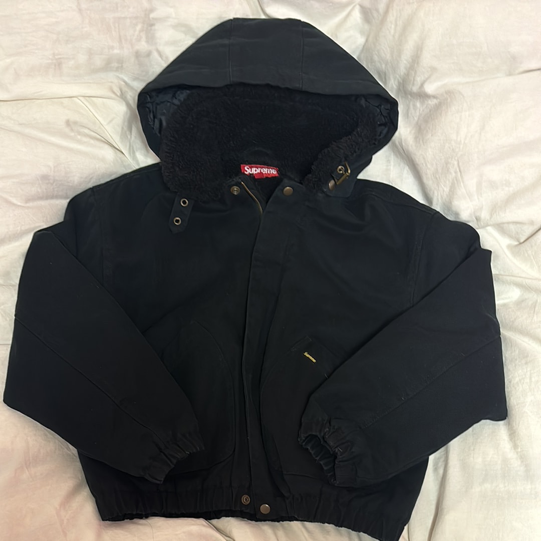 シュプリーム フェイク シアリング ラインド ボンバー ジャケット "ブラック"