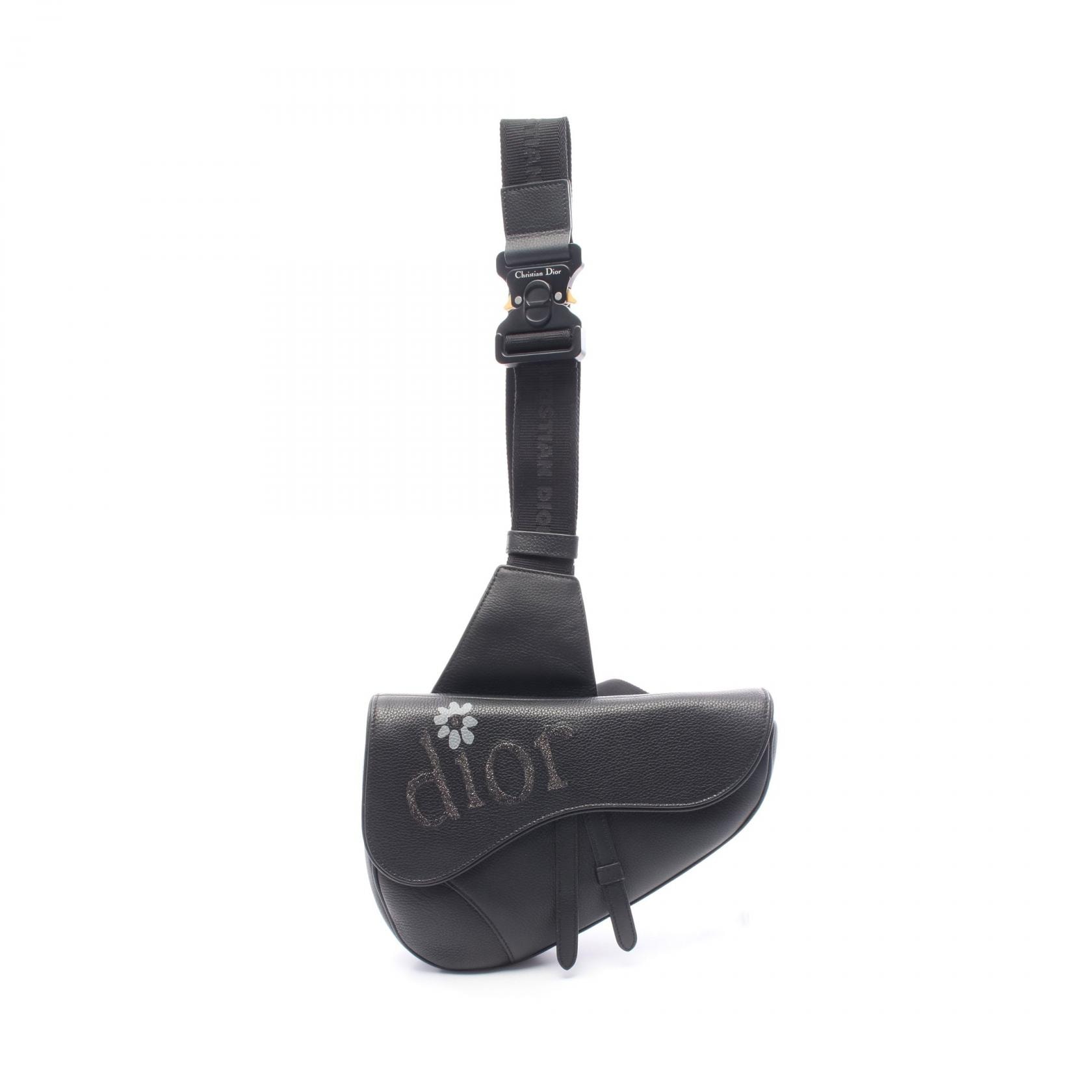 ディオール Dior DIOR × ERL SADDLE サドル ウエストバッグ ボディバッグ バッグ レザー メンズ ブラック系 【中古】