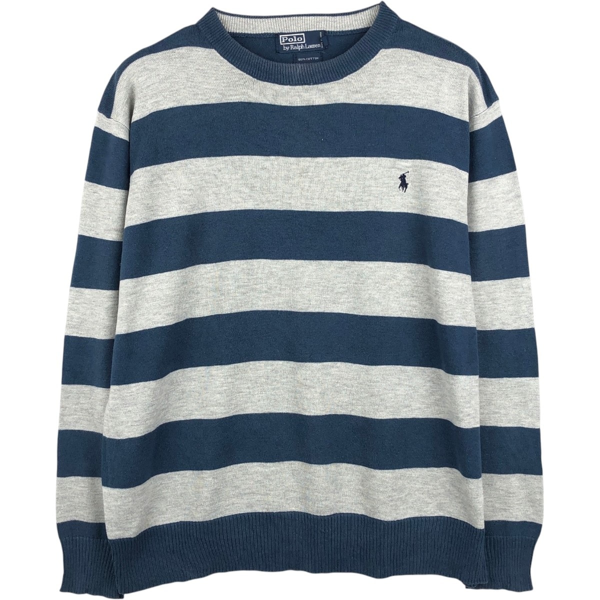古着 ラルフローレン Ralph Lauren POLO by Ralph Lauren ボーダー柄 コットンニットセーター メンズM相当/eaa684316