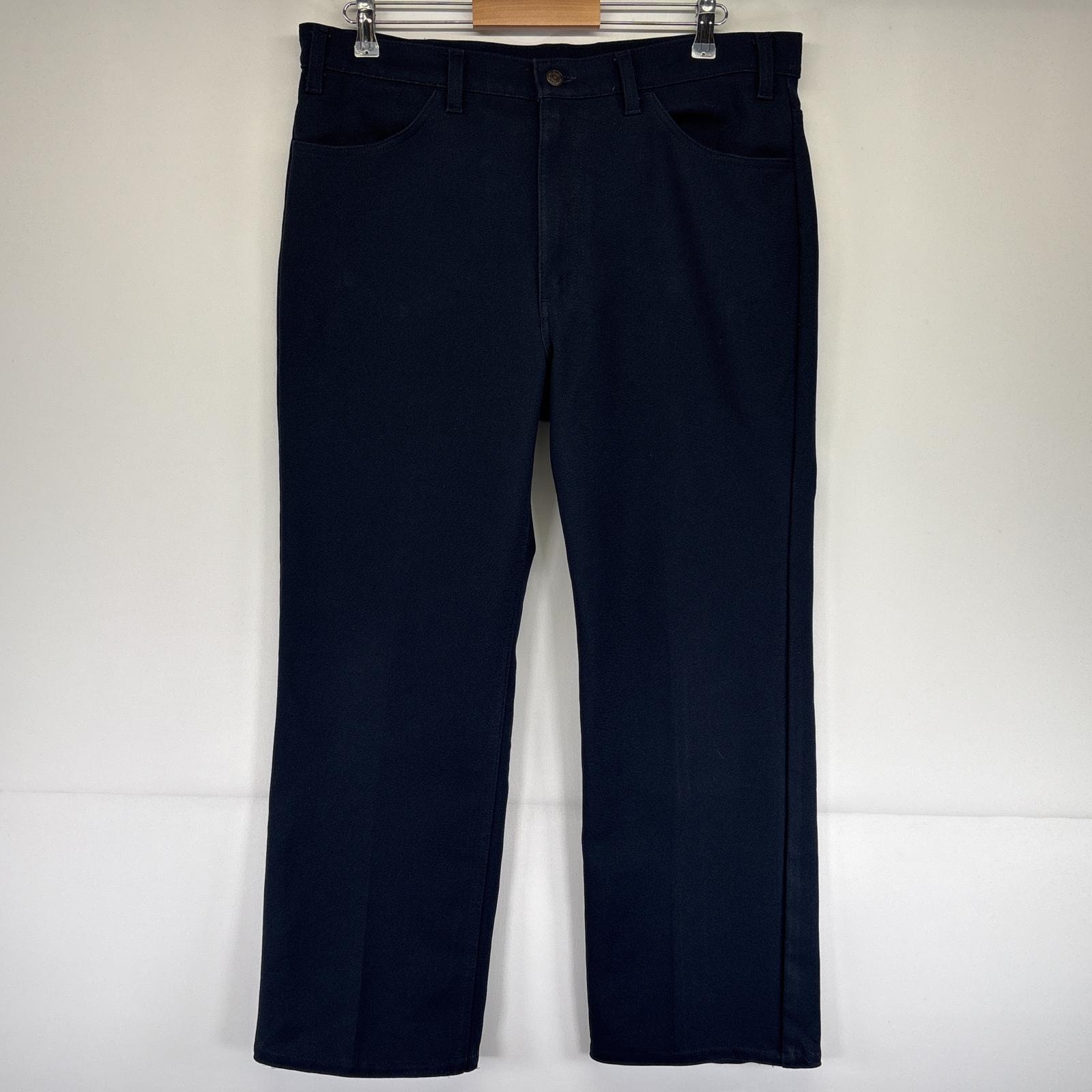 古着 90's/90年代 リーバイス Levi's USA製 ポリエステルパンツ ポリパン ストレート 大きいサイズ スラックス w38 L30  ネイビー メンズ