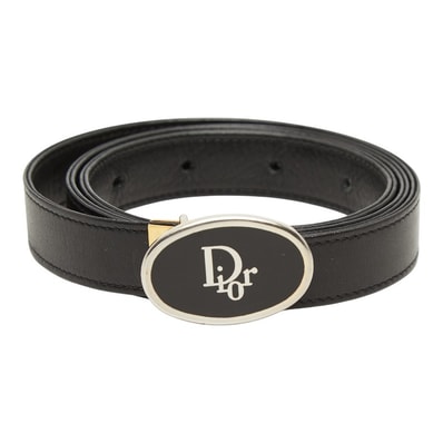 ディオール ロゴ ベルト サイズ 70/28 ブラック レザー レディース Dior 【中古】