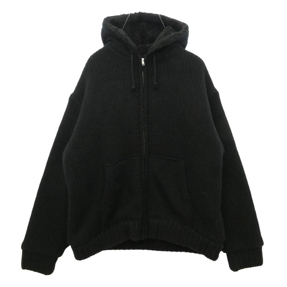 Supreme シュプリーム 25AW Faux Shearling Lined Zip Up Hooded Sweater ジップアップ ニット パーカー ブラック系 L【新古品】【未使用】【中古】