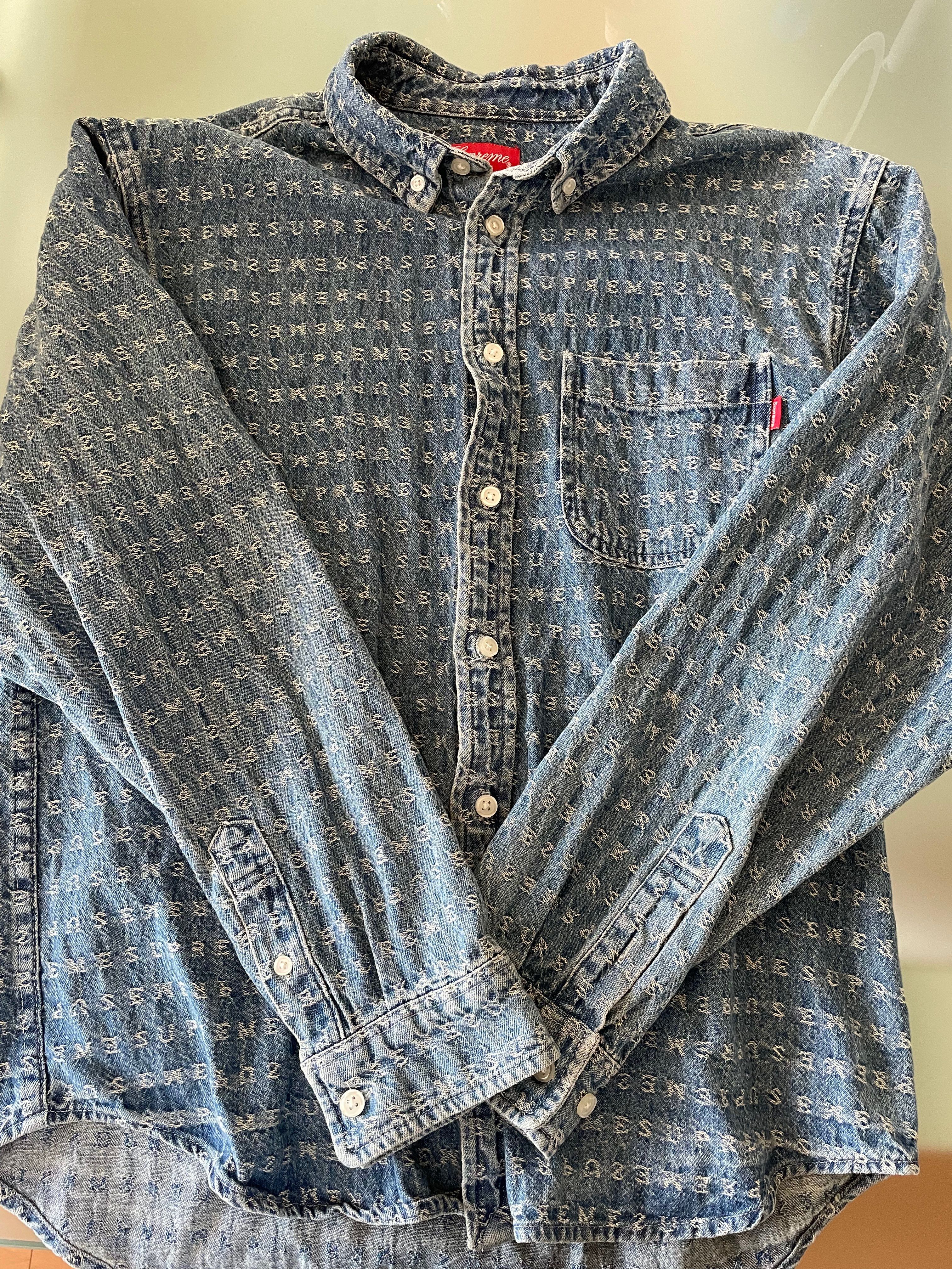 Supreme Jacquard Logos Denim Shirt "Blue"