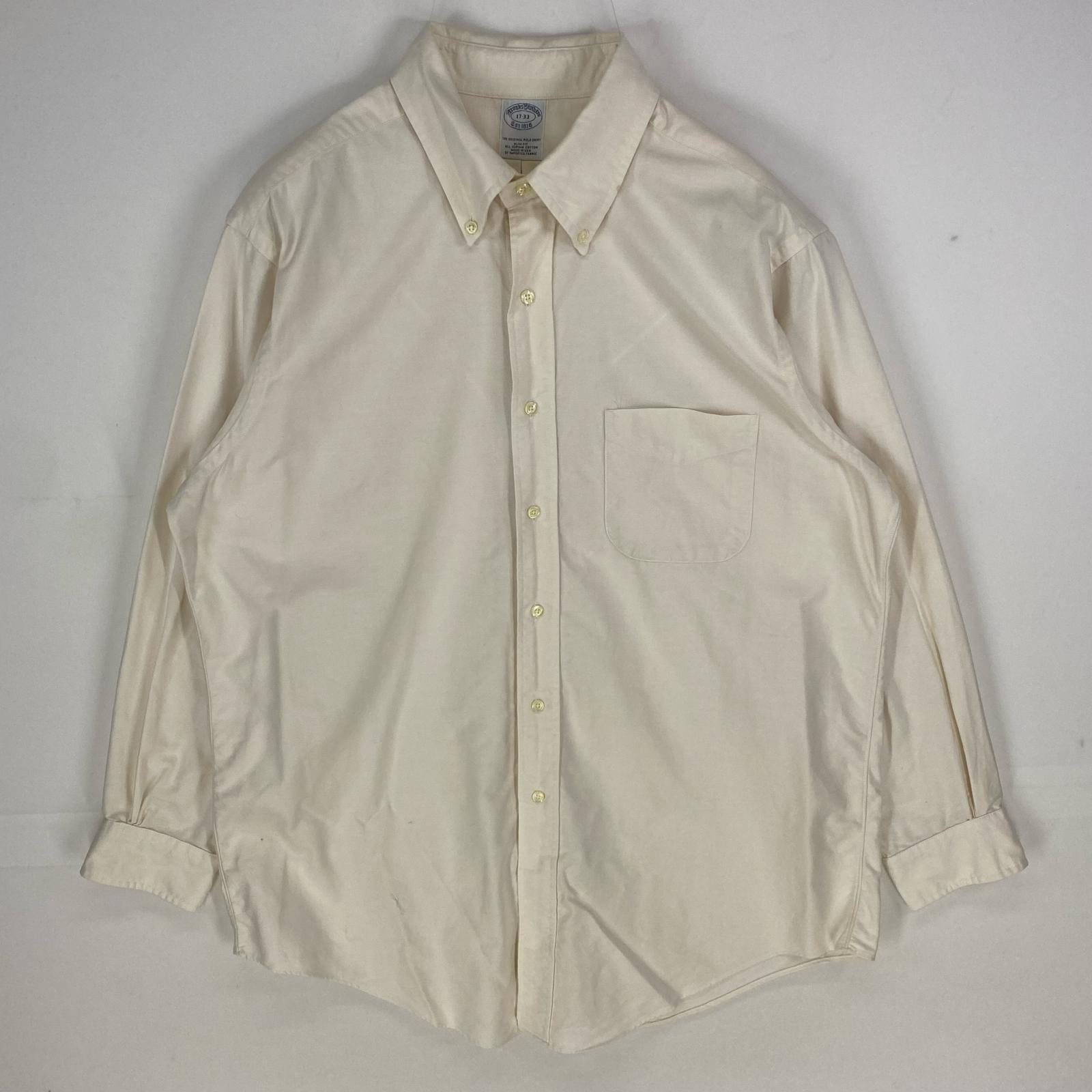 古着 ブルックスブラザーズ Brooks Brothers USA製 長袖シャツ ボタンダウン 1818 ロングスリーブ 17  ホワイト系 無地 メンズ