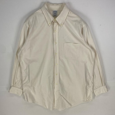 古着 ブルックスブラザーズ Brooks Brothers USA製 長袖シャツ ボタンダウン 1818 ロングスリーブ 17 ホワイト系 無地 メンズ