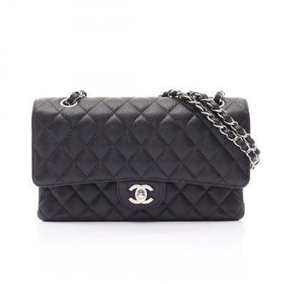 シャネル CHANEL マトラッセ Wフラップ ショルダーバッグ バッグ キャビアスキン(グレインドカーフ) レディース ブラック系 【中古】