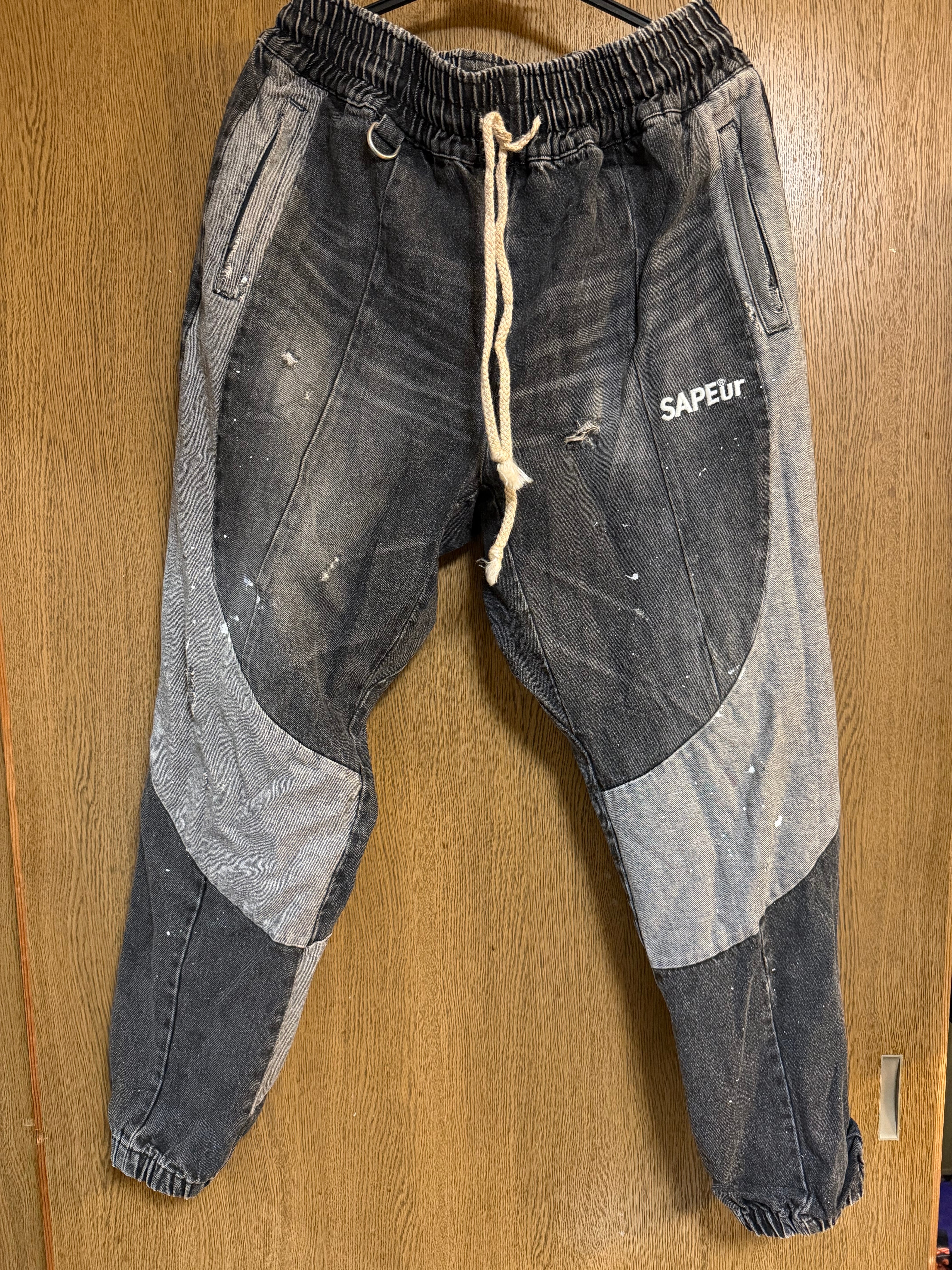 サプール デニム トラック パンツ "ブラック"