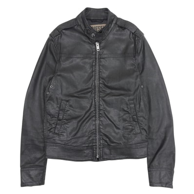 ディーゼル レザーライク シングルライダースジャケット メンズ 黒 ブラック M M
