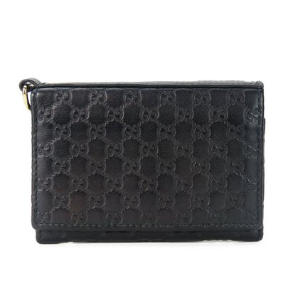 【中古】 グッチ カードケース 323401 シマレザー ブラック ゴールド金具 名刺入れ 普段使い 小物 レディース メンズ GUCCI