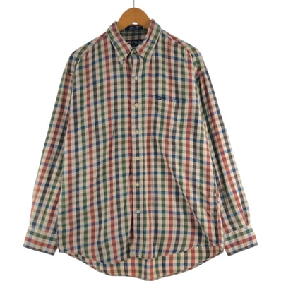 古着 90年代 ラルフローレン Ralph Lauren CHAPS チャップス 長袖 ボタンダウン ライトネルチェックシャツ メンズL相当 ヴィンテージ/eaa532238