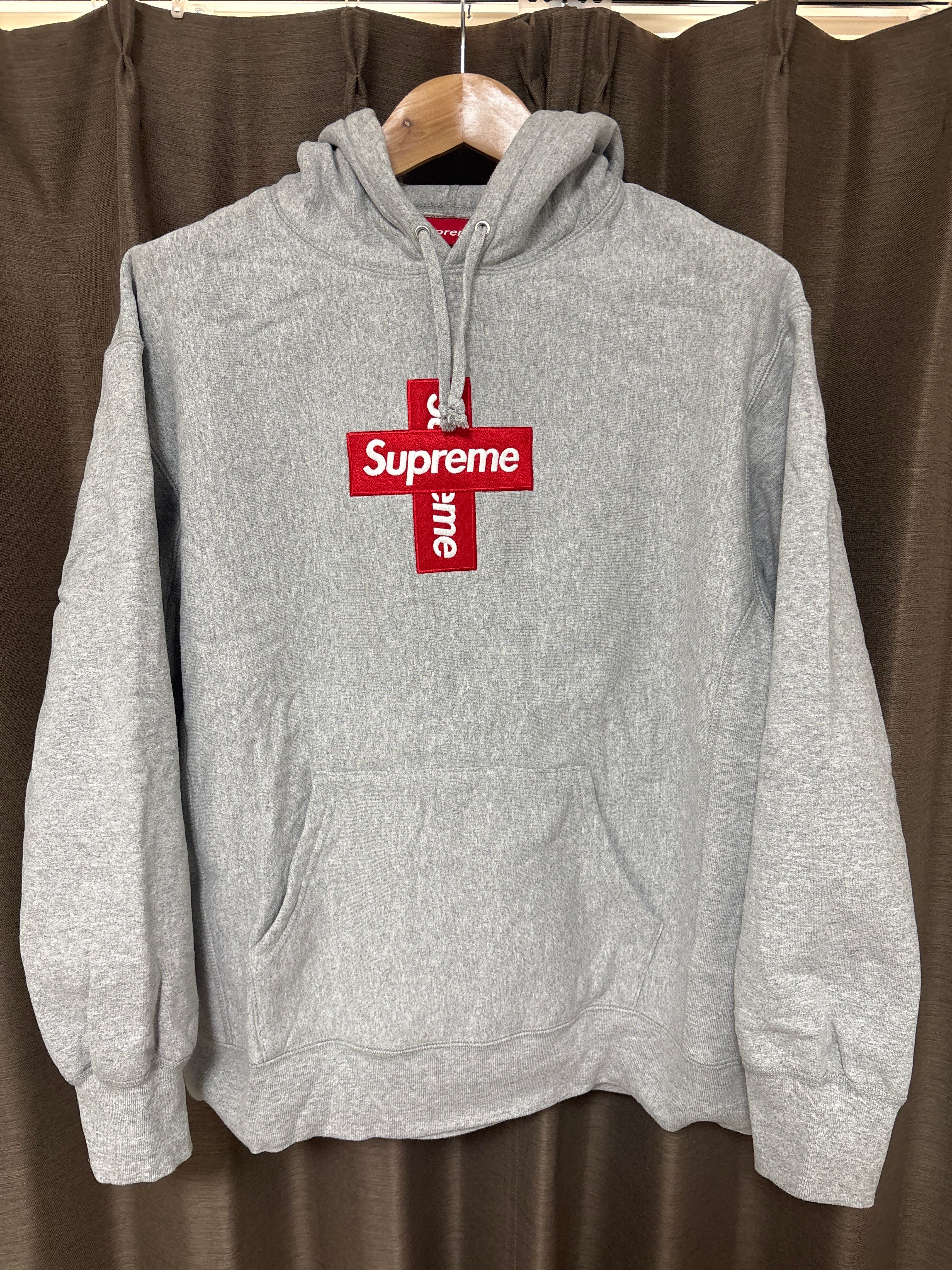 Supreme Cross Box Logo Hooded Sweatshirt "Grey"
