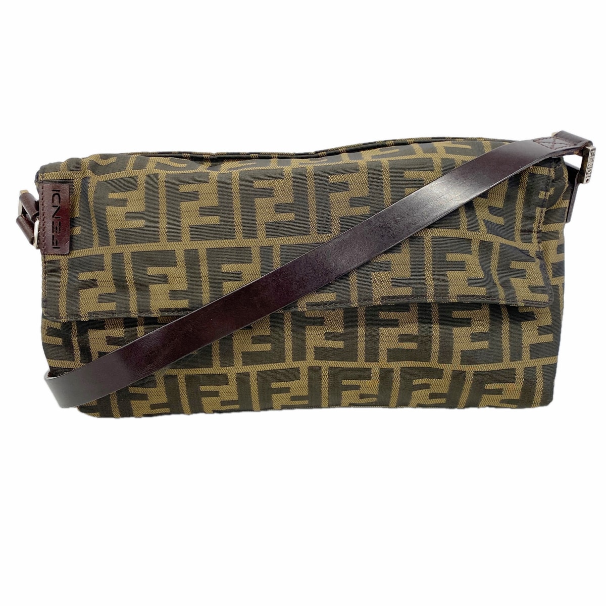 【6kc2774】フェンディ ショルダーバッグ ズッカ ナイロンキャンバス ブラウン シルバー金具【中古】レディース