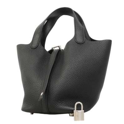 【6de6190-h】エルメス ハンドバッグ ピコタンロックPM トリヨンクレマンス ブラック シルバー金具 U刻印【中古】レディース