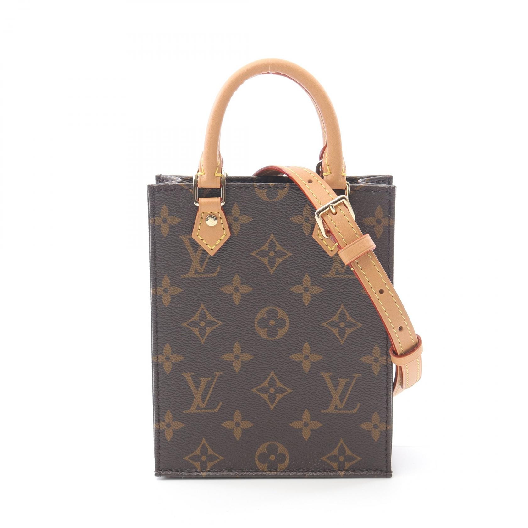 ルイ・ヴィトン LOUIS VUITTON プティット サックプラ ハンドバッグ バッグ PVCコーティングキャンバス レザー モノグラム レディース ブラウン系 M69442 【中古】