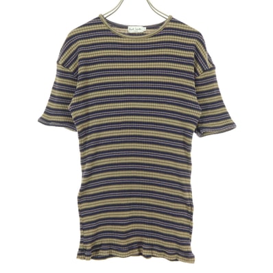 Paul Smith ポールスミス 日本製 ボーダー柄 半袖 ニット LL ベージュ