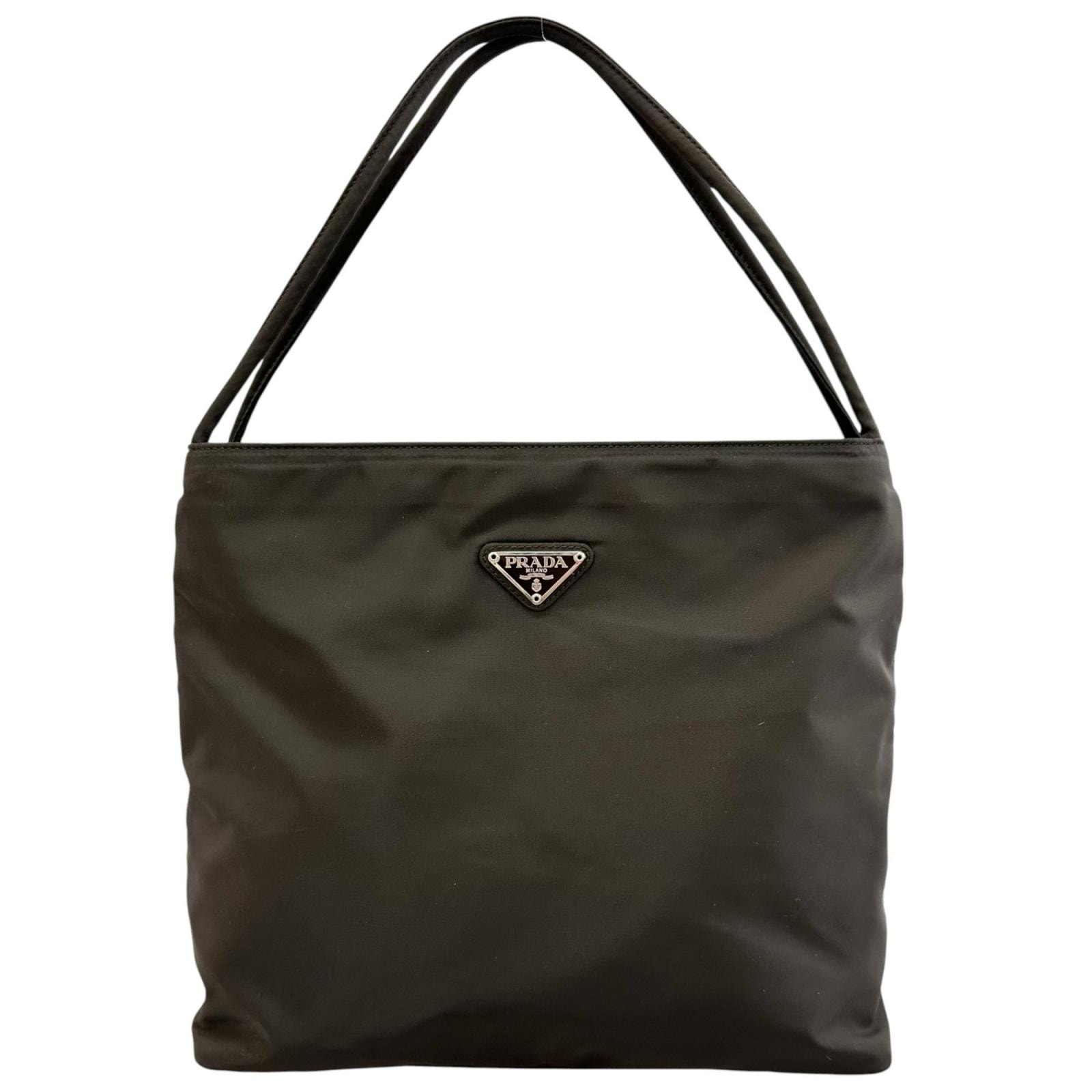 美品 PRADA プラダ 三角ロゴ B6242 ハンドバッグ ナイロン ブラック レディース【中古】