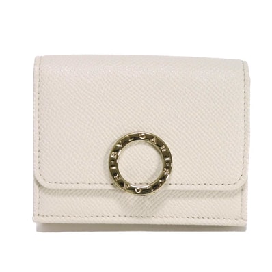 BVLGARI ブルガリ BBロゴ クリップ コンパクト ウォレット ベリーツアマリンフューシャ バイカラー スナップボタン 札入れ カードケース コインケース RFID ICチップ 未使用 ロゴ リング ホワイトアゲート 三つ折り財布 288653