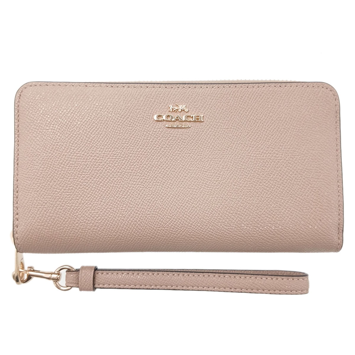 COACH コーチ ロングジップ アラウンド ウォレット 長財布 B2254C3441 レザー ピンクベージュ  レディース【中古】
