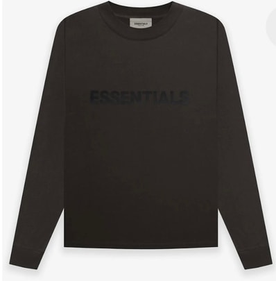 Fear of God Essentials Boxy LongSleeve T-Shirt Applique Logo Weathered Black/Washed Black