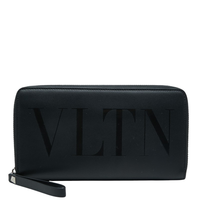 ヴァレンティノ ラウンドファスナー 長財布 ブラック レザー レディース VALENTINO 【中古】