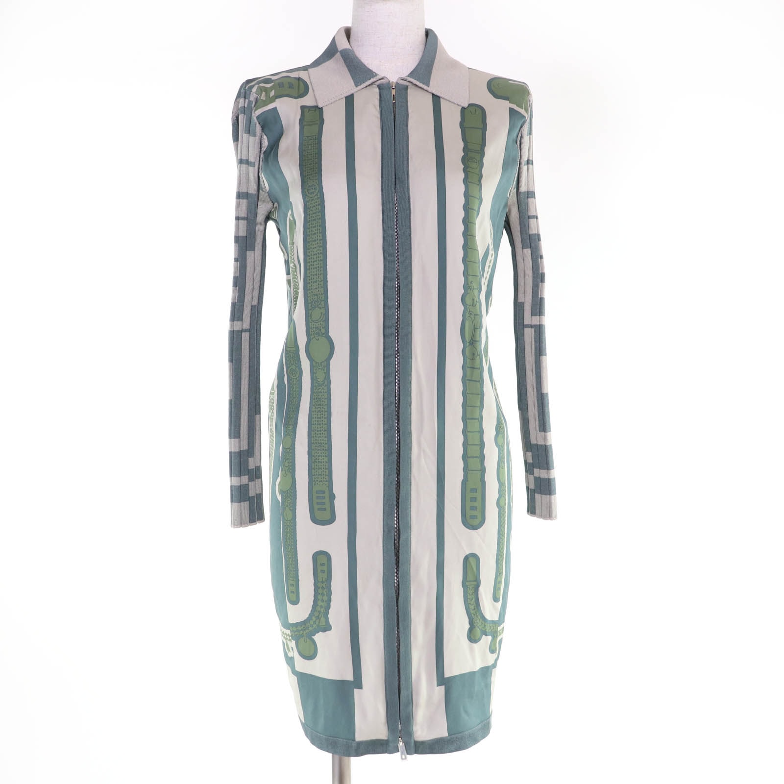 極美品 エルメス ワンピース グリーン レディース 42 2H2837D5